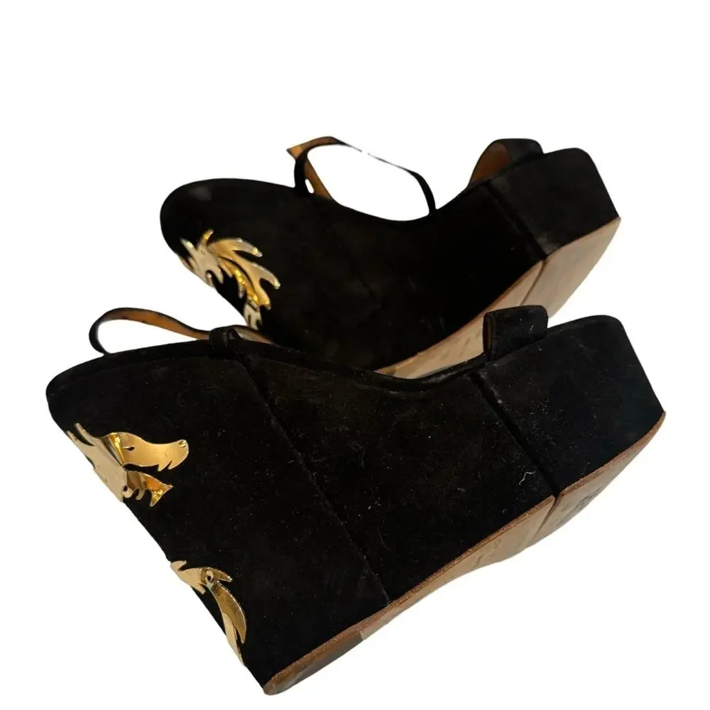 Alexa Wagner Metal Dragon Suede Platform Wedge Sandal 39IT - Picture 2 of 8